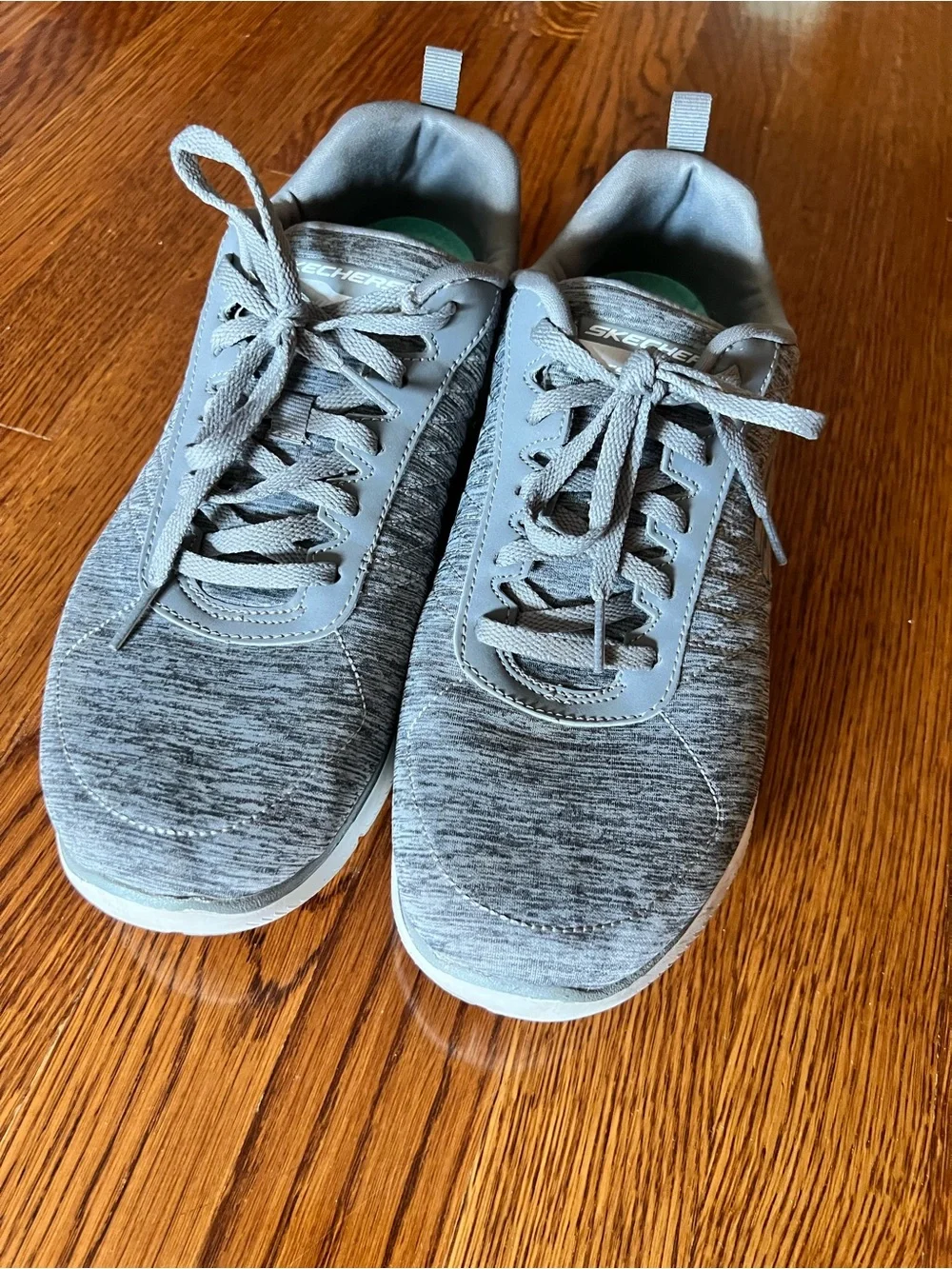 Skechers Wide Fit Memory Foam Women’s Grey Knit Lace-Up Lightweight Sneakers